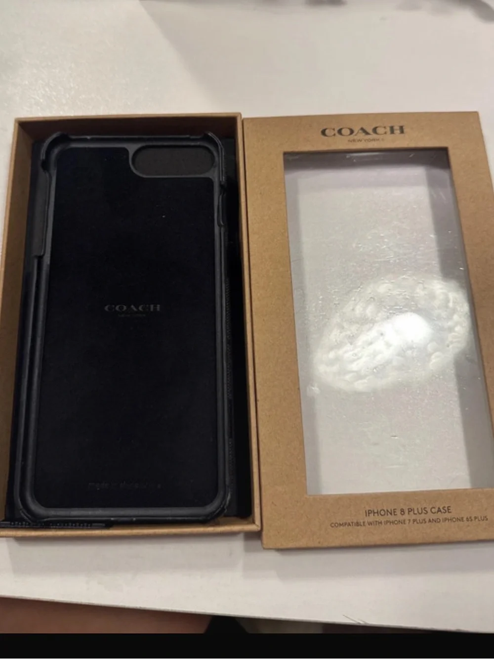 Coach Black Signature Pattern Leather iPhone Case fits 6s plus , 7 plus , 8 plus